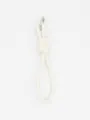Minimalist off-white PU leather braided keychain wrist strap with silver ring clasp - Cream White