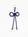 Handcrafted navy blue braided cord keychain featuring elegant marble pattern beads - Dark Blue