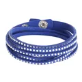 Close-up detail of a blue multi-layer wrap bracelet with sparkling rhinestone studs - Royal Blue Rhinestone PU (30126)