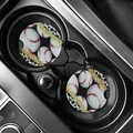 Baseball and leopard print acrylic car coasters in cup holders - Glitter Leopard Baseball (80069) / Two-Piece Set