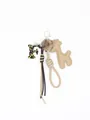 Detail view of Maillard style keychain with leopard F letter and PU giraffe charm - Style F (22088)