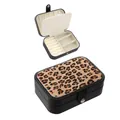 Portable leopard print PU leather jewelry box organizer with multi-slots and button closure - Medium Snap Style / 16x11x5cm / Leopard Print