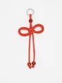 Red hand-woven bow-knot keychain with brown resin beads for bags and accessories - China Red