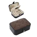 Vintage western embossed floral PU leather jewelry storage box with snap closure - Medium Snap Style / 16x11x5cm / Dark Brown Floral Pattern