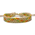 Handmade colorful braided wax rope bracelet featuring minimalist ethnic summer style design - Four-color Woven (30265)