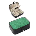 Vintage western style green embossed jewelry box with portable multifunctional storage - Medium Snap Style / 16x11x5cm / Bright Green Floral Pattern