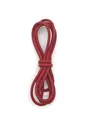 Retro red matte round leather cord with visible stitching for DIY craft projects - 3mm / Wine Red (00142)