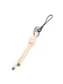 Minimalist cream handmade knotted leather rope keychain pendant for bag and phone decor - Cream White (21578)