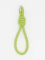 Stylish minimalist lime green PU leather braided knotted wrist strap keychain with silver ring - Light Green