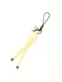 Handmade bright yellow knotted faux leather strap charm for keys bags or phone decor - Bright Yellow (21574)