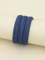 Macro view of durable blue 12-strand braided PU leather cord for DIY keychain accessories - 12-Strand Braided Rope / 12mm*0.5m / Deep Blue (00342)
