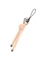 Elegant handmade beige woven leather cord keychain and phone charm accessory for bags - Light Beige (21573)