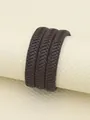 Macro detail shot of dark brown retro 12-strand braided PU leather strap texture - 12-Strand Braided Rope / 12mm*0.5m / Dark Brown (00341)