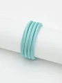 Close-up of Morandi blue fabric-wrapped cords showing fine stitching for DIY crafts - Teal (00227)
