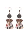 Bohemian multi-layer geometric cork earrings featuring colorful abstract paint patterns - Painted Speckle Style (12124)