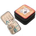 Western style PU leather jewelry box featuring embossed playing cards and dice design - Small Zipper Style / 9.5x9.5x5cm / Black Poker Dice Pattern