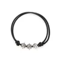 Handmade black braided cord bracelet featuring three detailed silver sea turtle charms. - Black Turtle Pendant (30243)