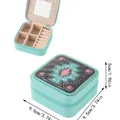 Portable turquoise jewelry box with zipper and embossed pattern design - Retro Embossed Style / 9.5cm x 9.5cm x 5cm / Mint Green
