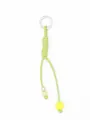 Hand-woven lime green PU leather rope keychain with vibrant beads and silver O-ring - Avocado Green