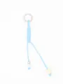 Handmade light blue braided PU cord keychain with unique colorful bead accents for bags - Light Blue