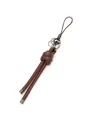 Handmade brown leather knot keychain charm accessory for luxury bags and mobile phones - Dark Brown (21576)