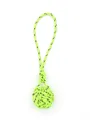 Detail of handmade fluorescent green polyester monkey's fist knot keychain pendant - Neon Green Black Line (22005)