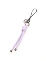 Elegant purple braided leather lanyard charm for phone and bag with metal key rings - Light Purple (21572)