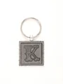 Minimalist zinc alloy keychain with embossed leather letter K pendant decoration - 20726