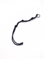 Detail of handmade dark blue braided polyester rope keychain with silver ring - Dark Blue