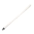 Detailed view of durable cream PU leather lanyard featuring a black metal swivel snap hook - Handmade / Off White