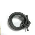 Detailed macro view of a grey cross-stitched PU leather cord, perfect for DIY accessories. - Dark Gray (00006)