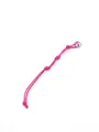 Close-up detail of handmade pink woven polyester rope keychain with metal ring - Woven Rope Charm (21125) / Hot Pink