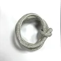 Detailed view of grey textured PU leather cord with cross-stitch for DIY crafts. - Off-white (00009)