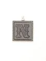 Retro alloy square pendant with engraved letter N and bark texture - Letter N (40306)