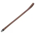 Long brown PU leather lanyard featuring a black metal clasp and decorative cross-stitch detail - Handmade / Brown