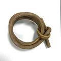 Close-up of brown stitched PU leather cord with cross-grain texture for DIY crafts - 6mm / Brown (00000)