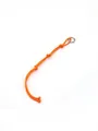 Detailed view of an orange woven rope keychain with a silver metal clasp ring. - Woven Rope Charm (21127) / Orange