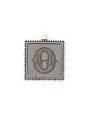 Vintage style square silver alloy pendant featuring a stylized letter O engraving on grey texture - Vintage Square Letter O (40307)