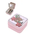 Pink PU leather jewelry box with embossed Highland cow and floral western design - Highland Cow Cactus Style / Pink