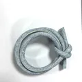 Close-up of PU leather cord with cross-stitch and denim texture for DIY accessories - 6mm / Denim Blue Look (00002)