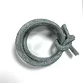 Close-up of grey cross-stitched round PU leather cord for DIY luggage and belt accessories - Blue Gray (00008)