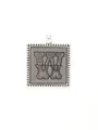 Close-up of vintage alloy square pendant featuring an ornate engraved letter W - Letter W (40315)