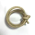 Round tan PU leather cord with white cross-stitching for DIY luggage and belt accessories - Khaki (00004)