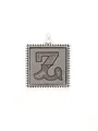 Vintage square alloy pendant featuring an ornate letter Z with a stone texture - Vintage Square Letter Z (40318)