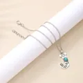 Western style silver alloy letter J necklace with turquoise inlay and cactus pendant - Letter J (70007) / Antique Silver