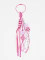 Handgefertigter bunter Paracord-Schlüsselanhänger mit rosa Blumen für Taschen und mehr - Dopamin Gewebter Anhänger / Rosa