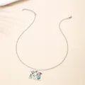 Western style silver alloy letter M necklace with turquoise and cactus pendant - Letter M (70008) / Antique Silver
