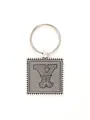 Vintage zinc alloy keychain with embossed letter Y on grey leather pendant - 20740