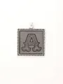 Vintage silver alloy square letter A pendant with ornate bark texture for DIY jewelry - Vintage Square Letter A (40293)