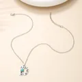 Vintage silver alloy letter D pendant necklace with turquoise bead and cactus engraving - Letter D (70009) / Antique Silver